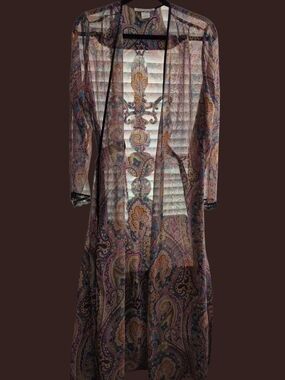 💕Linea Donatella Paisley Sheer Top in Purple, Turquoise, Orange & Gold💕